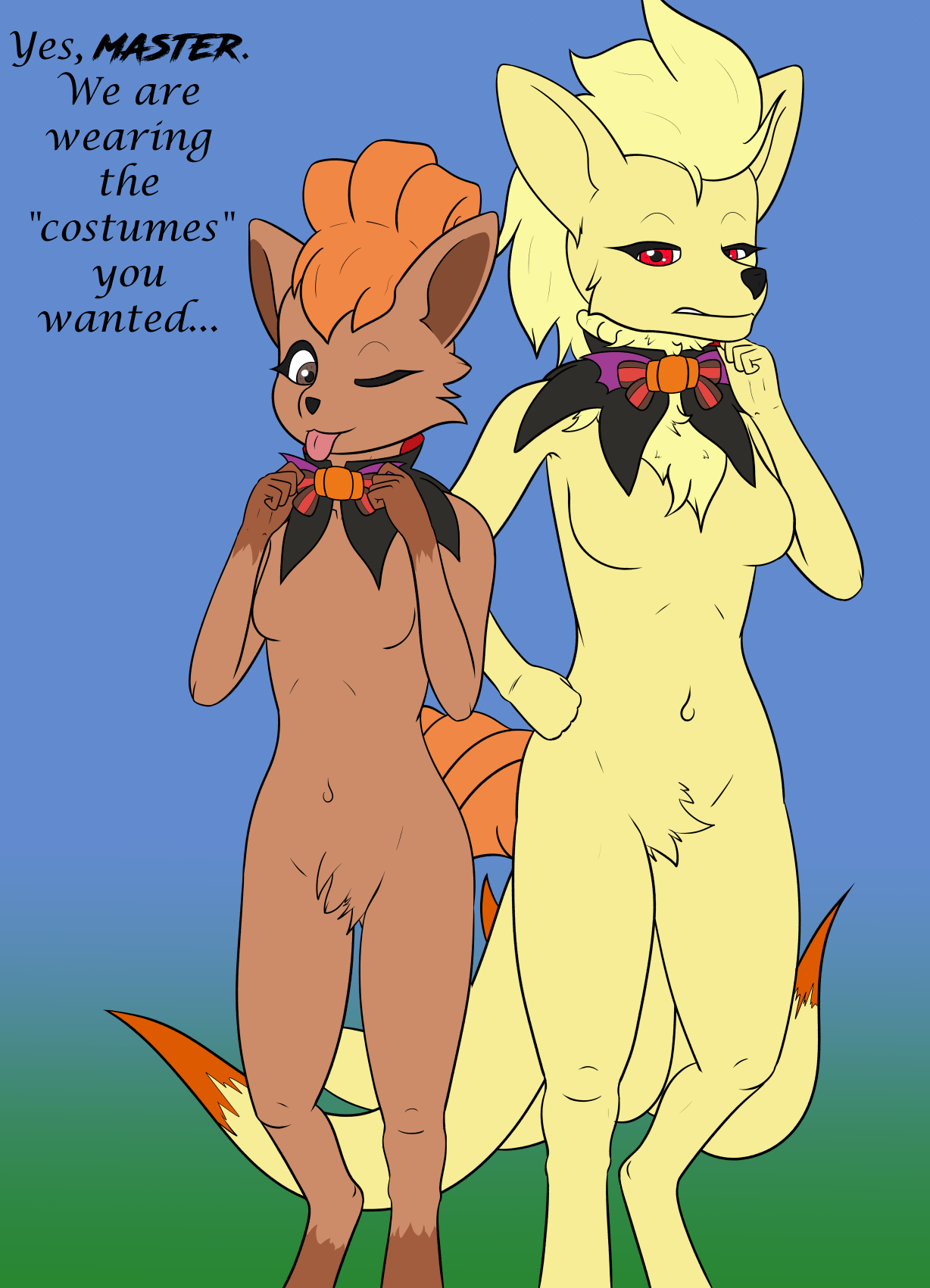 Ninetales and Vulpix costumed